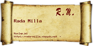 Rada Milla névjegykártya